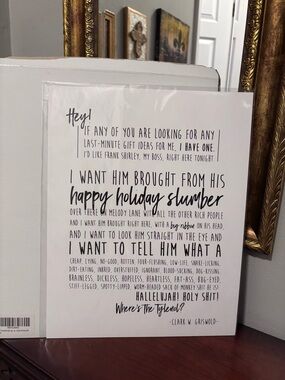 NIB Happy Holiday Slumber Wall Art Print - Script Typography